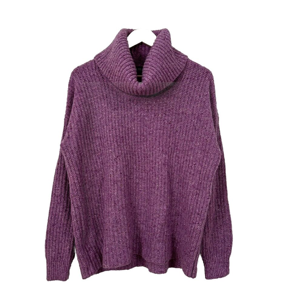 NWT Lauren Ralph Lauren Wool Alpaca Blend Sweater Size L Garden Rose Cowl Neck